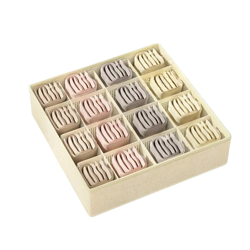 boite de rangement sous vetement Beige 16 emplacements