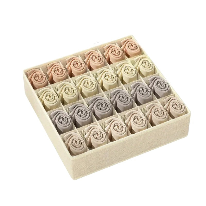 boite de rangement sous vetement Beige 24 emplacements
