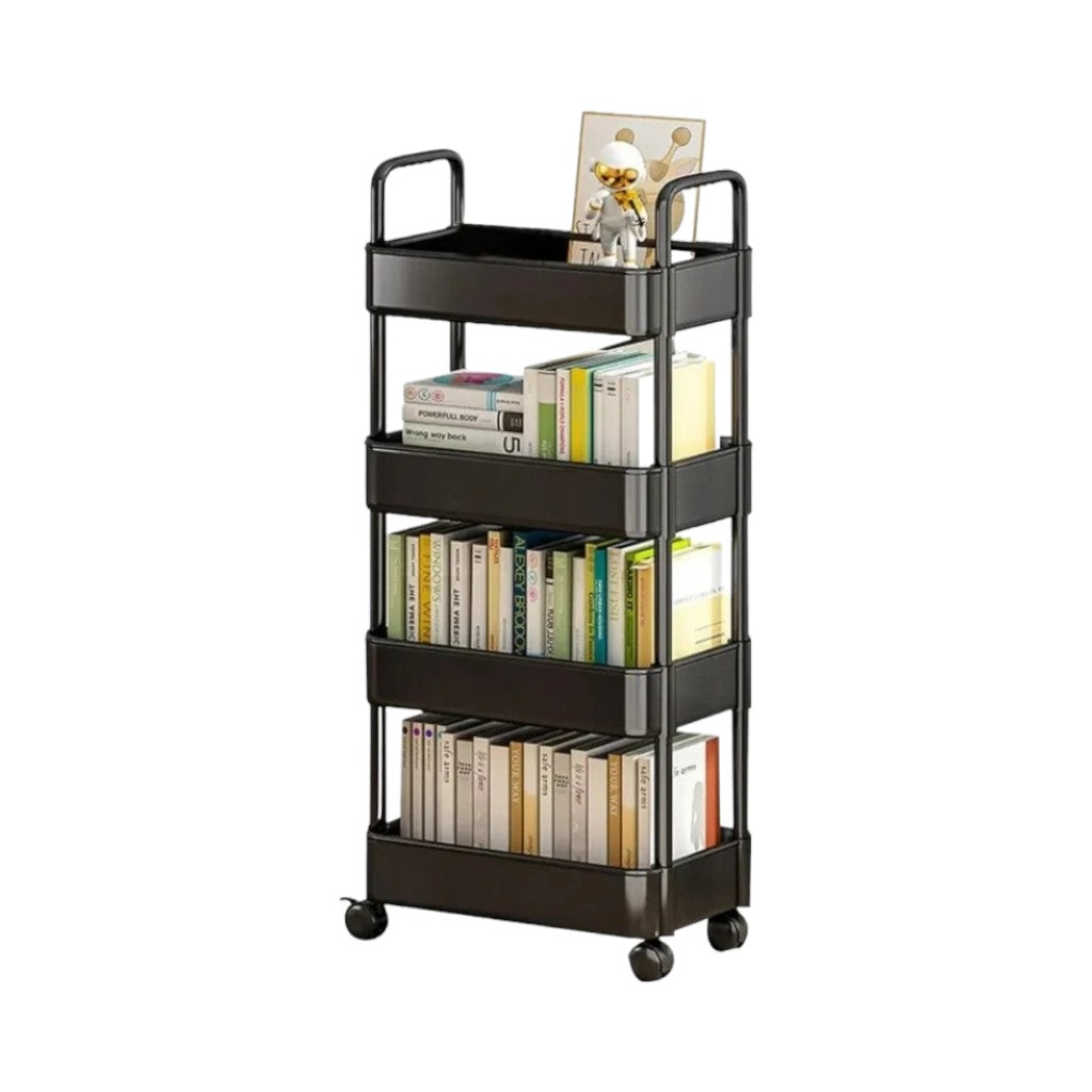 chariot de rangement a roulettes Noir 4 étages