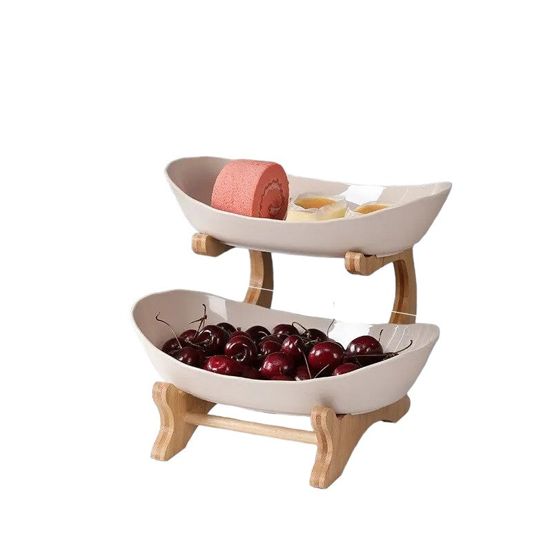corbeille a fruit a etage 2 étages Beige