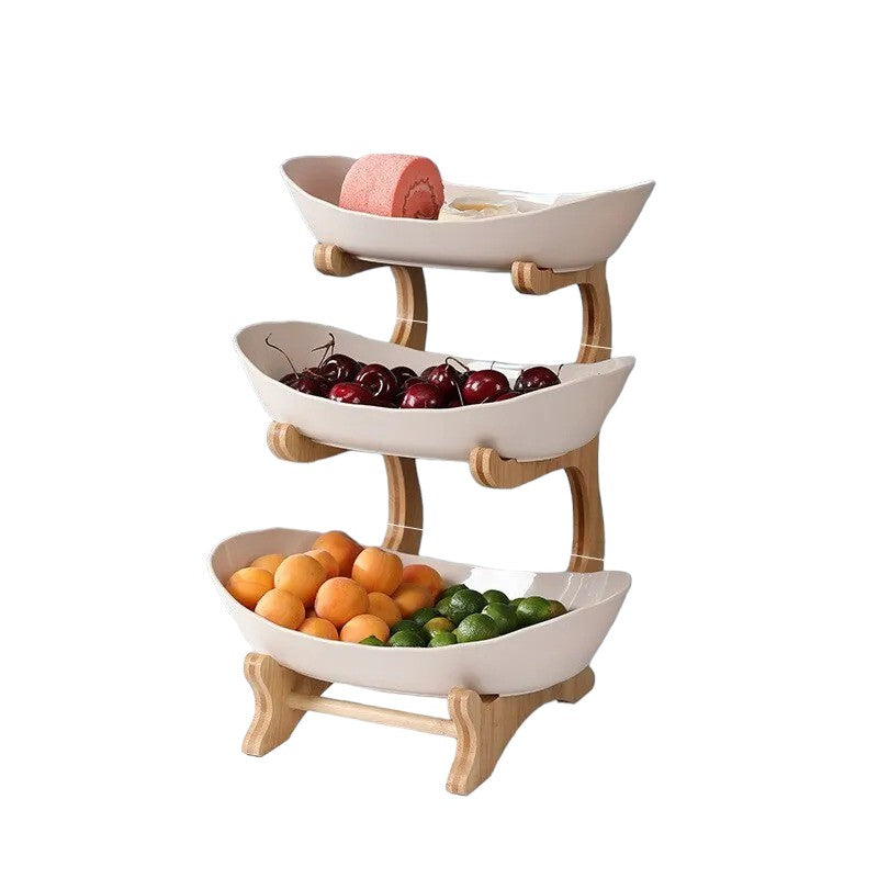 corbeille a fruit a etage 3 étages Beige