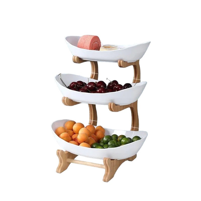 corbeille a fruit a etage 3 étages Blanc