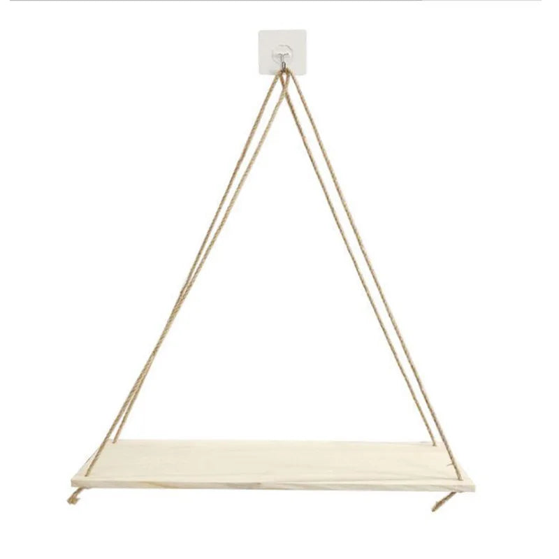 etagere suspendue corde Bois clair