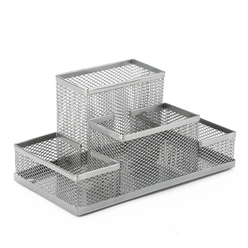 organisateur de bureau metal Gris