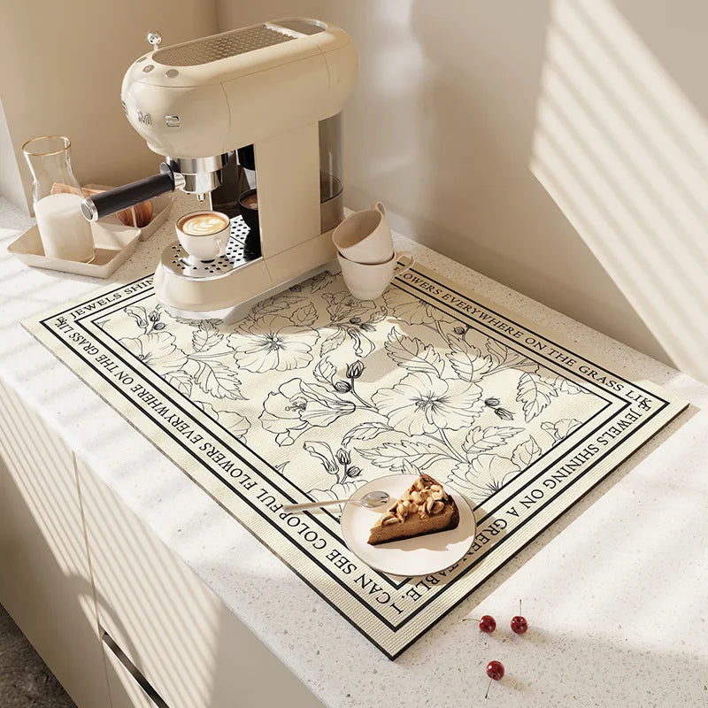 tapis plan de travail Fleurs blanches S