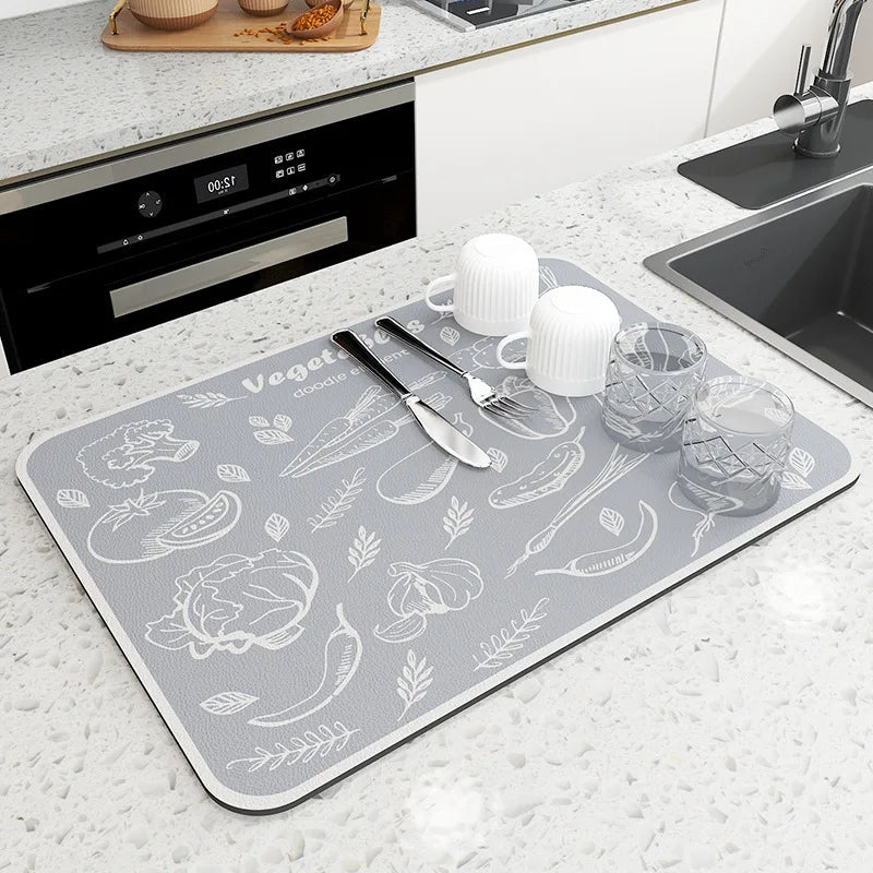 tapis plan de travail Légumes gris S