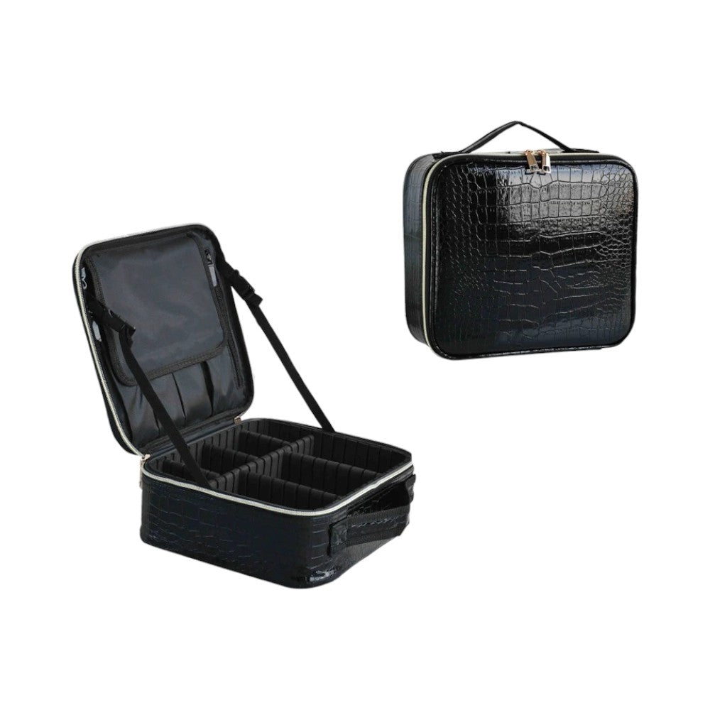 trousse maquillage compartiment Crocodile noir