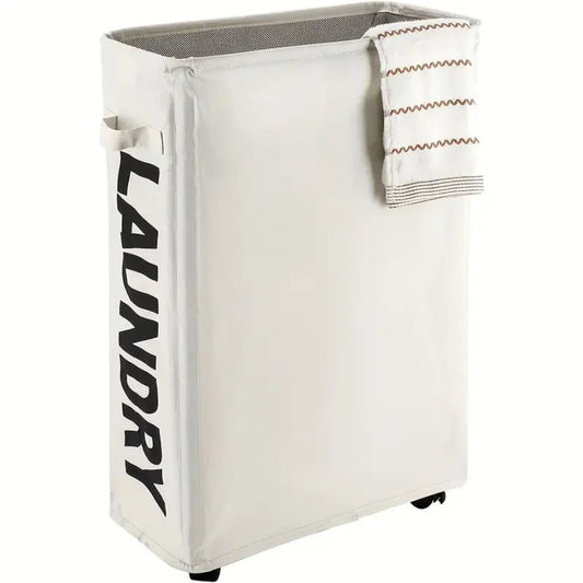 panier linge sale roulette Blanc