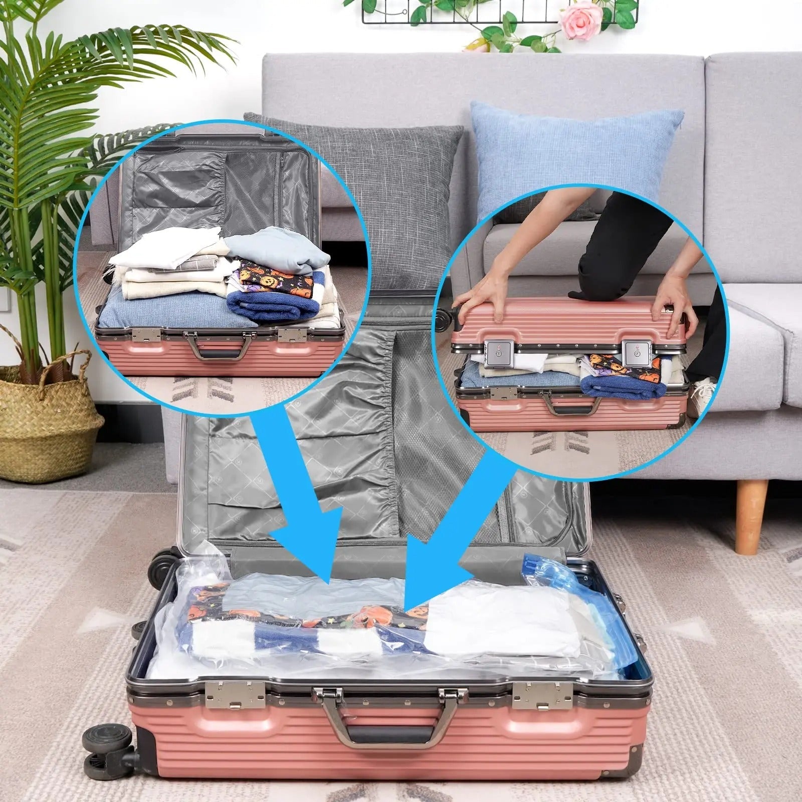 Housse Sac Valise Aspirateur Sous Vide Housse De Rangement Pour
