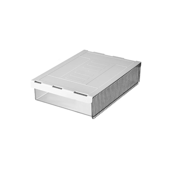 Organiseur Tiroir Coulissant Bureau 85 X 18,5 Cm - Fixation Sous Plan De Travail Blanc